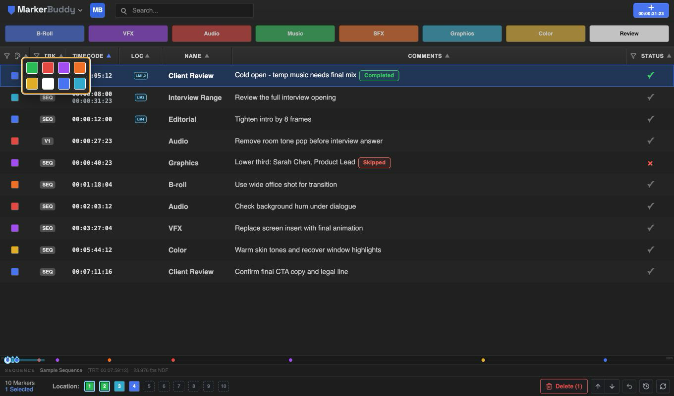 Color menu