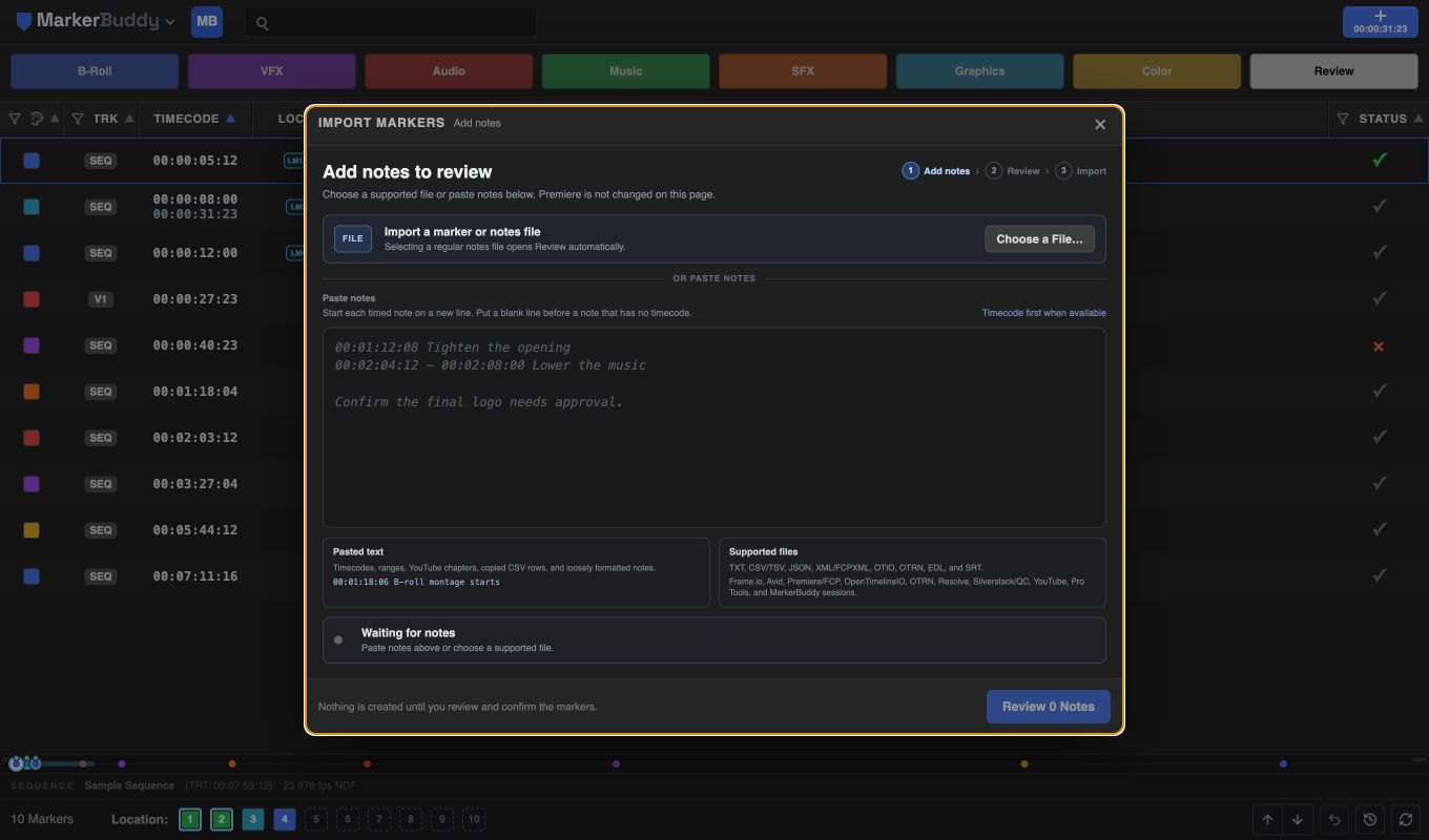 Import modal