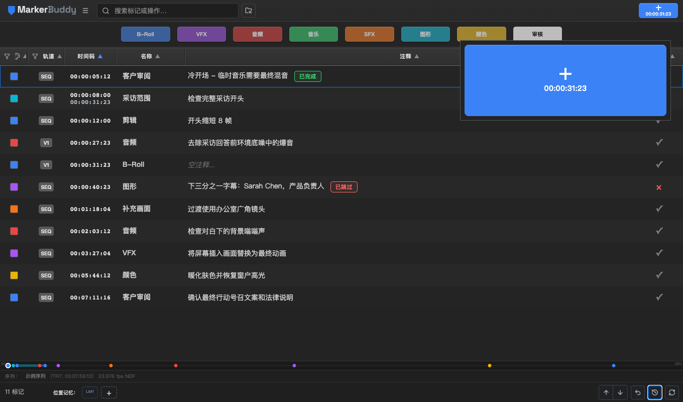 添加标记辅助面板